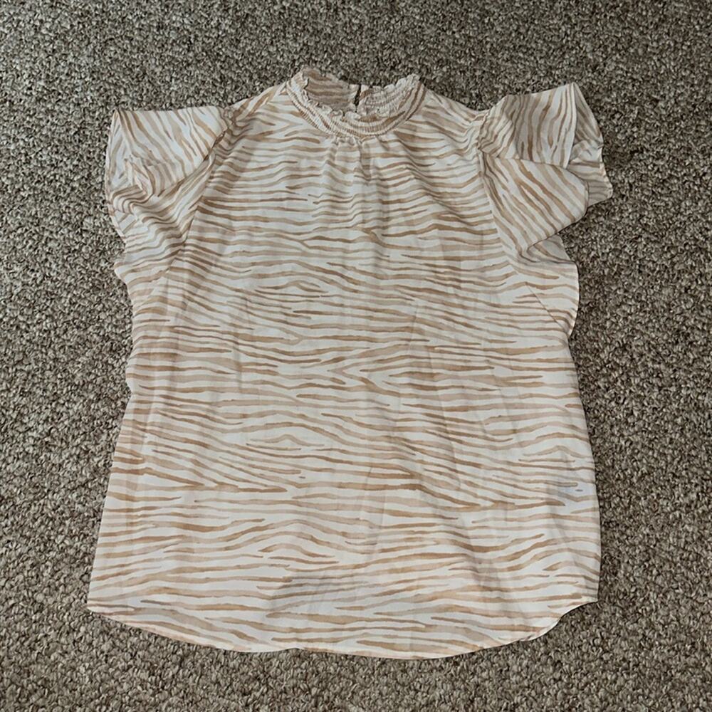 Apt 9 brown and white striped top - size M